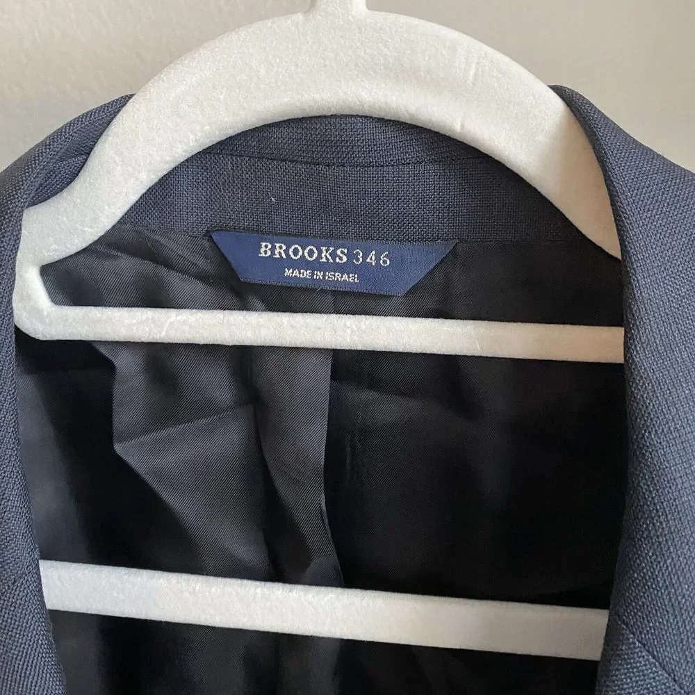 Brooks Brothers 346 Wool Blazer Mens 46L Suit Jacket Sport Coat Navy‎ Blue
